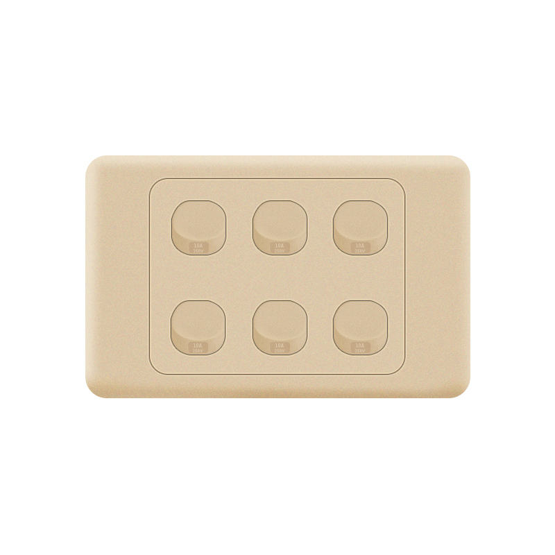 Australia Type-AS 6 Gang 2 Way switch-Gold